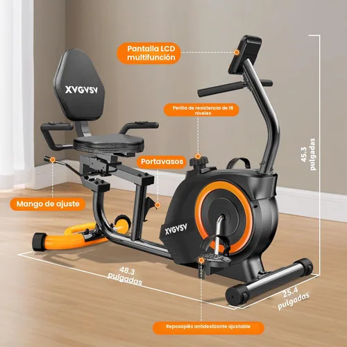 Miniatura 7 de Recumbent Exercise Bike for Home Use, Quiet Recumbent Stationary Bikes for Adults & Seniors, 16-Level Resistance, Adjustable Seat, Supports 400LB