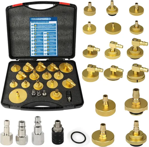 Kit de adaptador de purga de frenos de 20 piezas, kit de purga de cilindro maestro con conector rápido, kit de purga de presión de freno duradero y