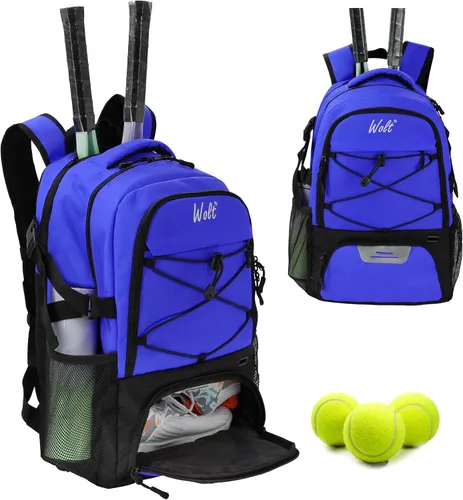 Miniatura 14 de Mochila para raqueta de tenis WOLT - Mochila grande para raqueta de tenis para hombres y mujeres - Compartimento ventilado para zapatos - Capacidad