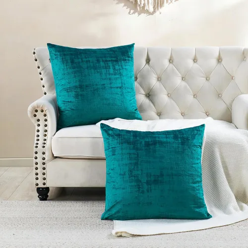Miniatura 14 de Home Soft Things Juego de 2 fundas de almohada de terciopelo texturizado, 14 x 26 pulgadas, color verde azulado profundo, fundas decorativas