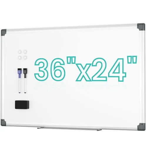 VUSIGN Pizarra magnética de borrado en seco para pared, pizarra blanca colgante de 36 x 24 pulgadas para oficina, escuela, hogar, incluye borrador,