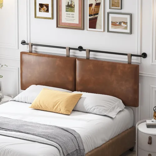 Miniatura 6 de Cabeceros para cama de tamaño Queen, cabecero montado en la pared con tapicería de lino fino y acolchado de botones, cabecera de altura ajustable