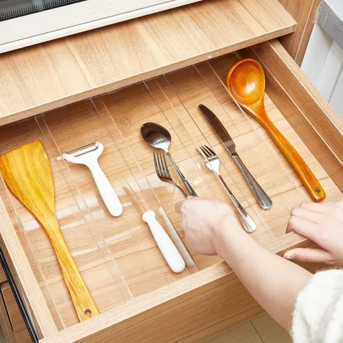 Miniatura 6 de Teenyyou 1 paquete de organizador expandible para cajones de cocina, organizador de utensilios de acrílico transparente, almacenamiento de cubiertos