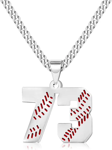 Miniatura 88 de Btysun Collares de béisbol de béisbol número 0-99 dijes de acero inoxidable para hombres, regalos de béisbol, papá, marido, regalo de Navidad