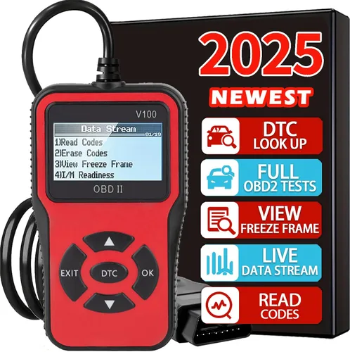 Miniatura 10 de Herramienta de diagnóstico de diagnóstico V100 OBD2, lector de código, herramienta de diagnóstico de luz del motor, probador de voltaje de batería