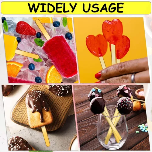 Miniatura 7 de Geiserailie 60 palitos acrílicos para tartas doradas, palitos de helado con purpurina, reutilizables, para tartas de dulces, fiestas familiares