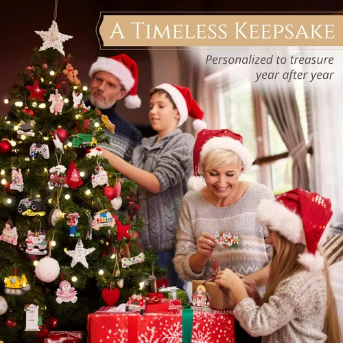 Miniatura 3 de Adorno personalizado para familia de 10 personas 2025 Personalización gratuita en 24 horas Adornos navideños de muñeco de nieve grabados
