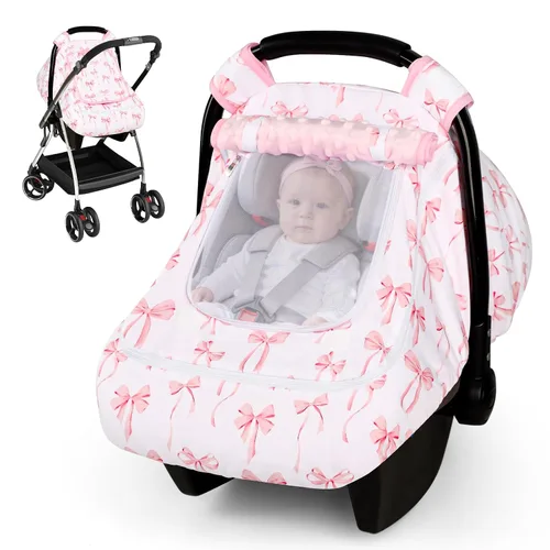 Miniatura 8 de Funda para asiento de coche para bebé, funda para asiento de coche resistente al viento para bebés niñas, toldo cálido para asiento de coche