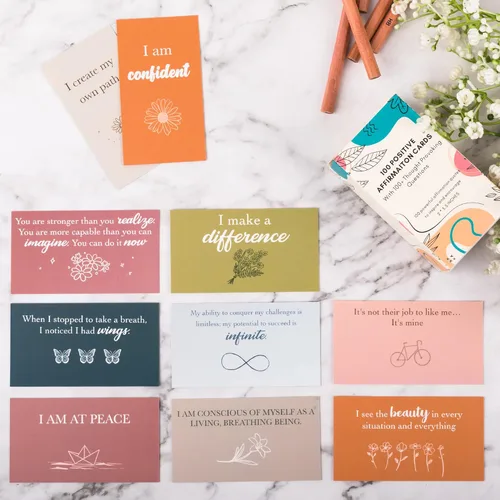 Miniatura 2 de 100 tarjetas de afirmación para mujeres y hombres con más de 150 preguntas que invitan a la reflexión, tarjetas de afirmación únicas para aliviar