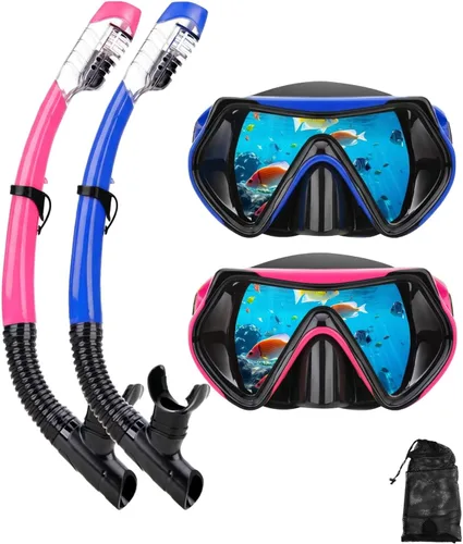 Miniatura 11 de Equipo de esnórquel para adultos, juego de máscara de esnórquel en seco, juego de máscara de buceo para adultos, máscara de buceo panorámica