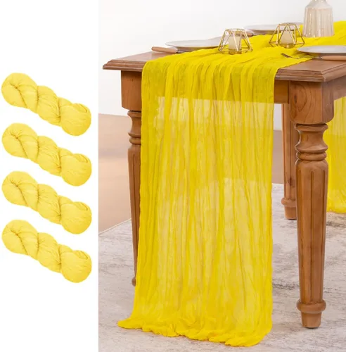 Miniatura 11 de MLMW Paquete de 6 Caminos de Mesa de Estopilla Azul Polvoriento para Revelación de Género Boho Gasa Rústica de Tela de Queso Camino de Mesa 160 Azul