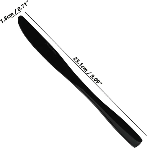 Miniatura 2 de Vababa 16 cuchillos de cena de acero inoxidable con acabado espejo, cuchillos de cena, color negro Mirror Finished, Premium Stainless Steel