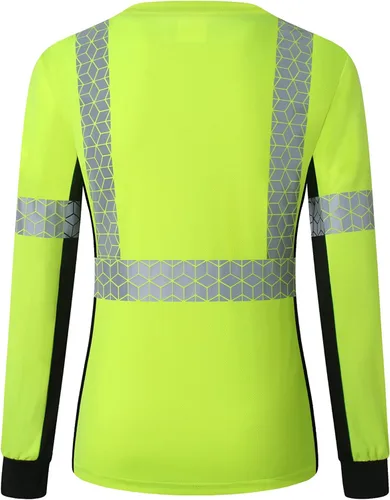 Miniatura 6 de Playera de Seguridad para Mujer, Camiseta Reflectante de Alta Visibilidad para Mujer con Patrón Reflectante Inusual, Manga Corta Transpirable