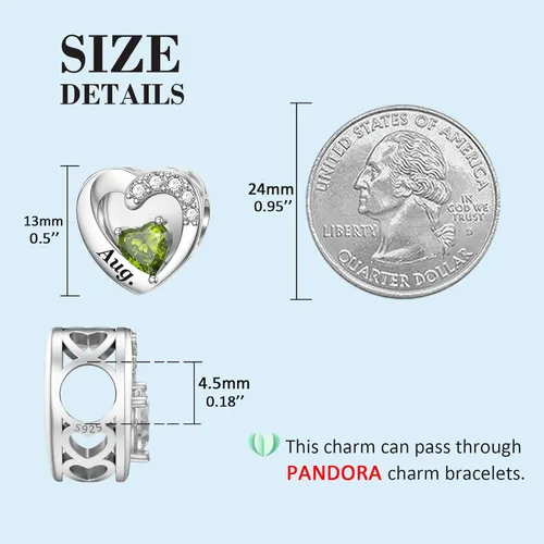 Miniatura 10 de SEVENWELL Dijes de piedra natal con flor grabada para el mes de nacimiento, pulsera de plata de ley 925, feliz cumpleaños para mujer