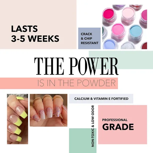 Miniatura 3 de Revel Nail Polvo de inmersión – Esmalte de uñas en polvo transparente y rosa, polvo de inmersión resistente a las virutas con vitamina E y calcio