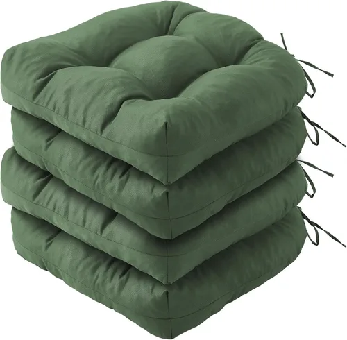 Miniatura 21 de IPYNBAP Juego de 2 cojines para sillas de exterior, cojines para sillas de patio con lazos, 17x17+4" cojines de asiento acolchados para exteriores