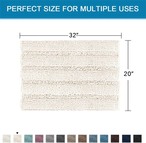Miniatura 2 de H.VERSAILTEX Alfombras de baño para cuarto de baño, antideslizantes, tapetes de baño extragruesos, de felpilla, a rayas, alfombra de 20" x 32