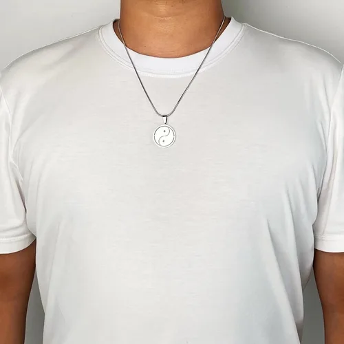 Miniatura 3 de MOO&LEE Yin Yang - Collar con colgante para hombres y mujeres, cadena de serpiente de acero inoxidable de 22 pulgadas, collar BFF para 2, Acero