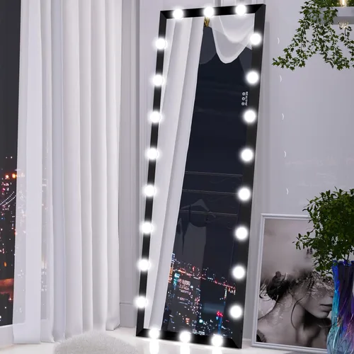 ANYHI Espejo de cuerpo entero con luces, 62.6 x 23.3 pulgadas, espejo LED de cuerpo entero de pie con 22 bombillas regulables, espejo de piso con