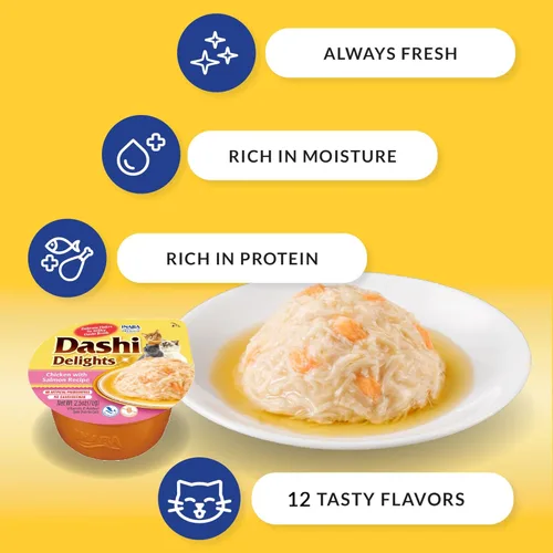 Miniatura 5 de INABA Dashi Delights para gatos, guarnición de pollo desmenuzado con caldo de hojuelas de bonito, complemento de comida para gatos con taurina