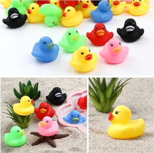 Miniatura 6 de GADIEDIE Paquete de 50 mini patos flotantes de goma multicolor, juguete de baño para bebé, ideal para patitos Jeep, ducha, fiesta de cumpleaños
