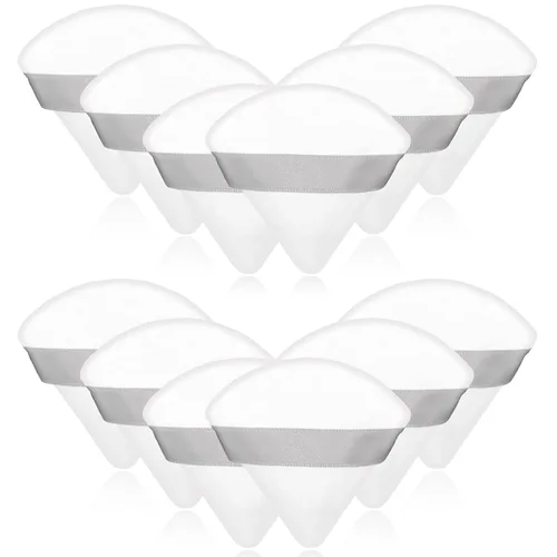 Miniatura 10 de 12 bolsas de polvo cosmético rosa, 2.76 pulgadas, portátil, suave, esponja, para la cara, soplo de terciopelo triangular con asa de cinta para polvo