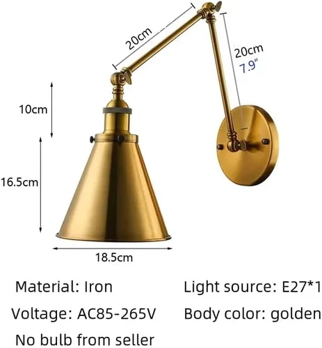 Miniatura 2 de LED Wall Sconce Nordic Gold Folding Lamp Retro Industrial Home Decor Restaurant Coffee Shop Milk Study Light