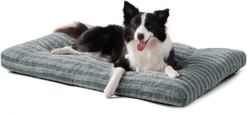 FURTIME Cama Lavable para Perros de Tamaño Grande, Camas de Jaula para Perros de Lujo, Almohada Cómoda y Esponjosa para Perros, Alfombrilla Gris