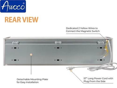 Miniatura 4 de Cortina de aire Awoco; 900 CFM; para uso comercial en interiores sobre puertas; con interruptor; resistente; 36 pulgadas, Blanco, 36