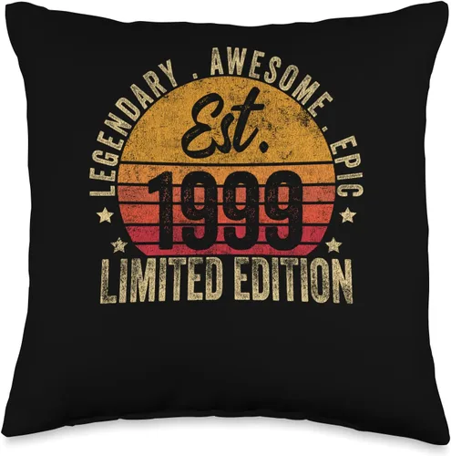 Retro Est 1999 Limited Edition Gifts Born in 1999 24º cumpleaños Vintage 24 años Est 1999 Edición Limitada Almohada 16x16, Multicolor