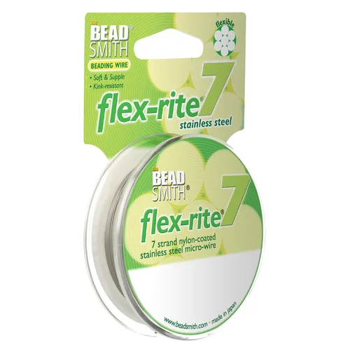 Miniatura 28 de The Beadsmith Flex-Rite - Alambre de acero inoxidable recubierto de nailon de 7 hebras, 0.007 pulgadas de diámetro, transparente, carrete de 30