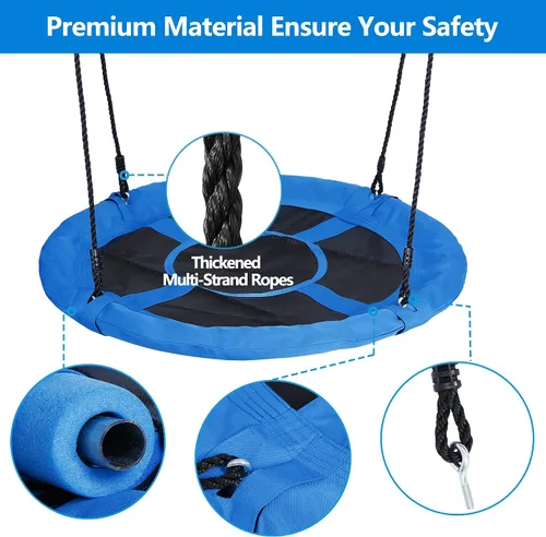 Miniatura 7 de SUPER DEAL Columpio de Árbol de 40 Pulgadas, Columpio Platillo Volador para Niños al Aire Libre, Capacidad de Peso de 800 Libras, Tela Textilene
