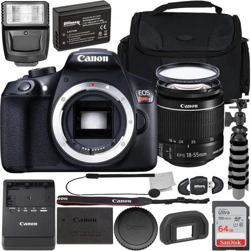 Canon Intl. EOS Rebel T7 Cámara DSLR con EF-S 0.709-2.165 in f/3.5-5.6 is II lente y paquete de accesorios de inicio: SanDisk Ultra 64GB SDXC,