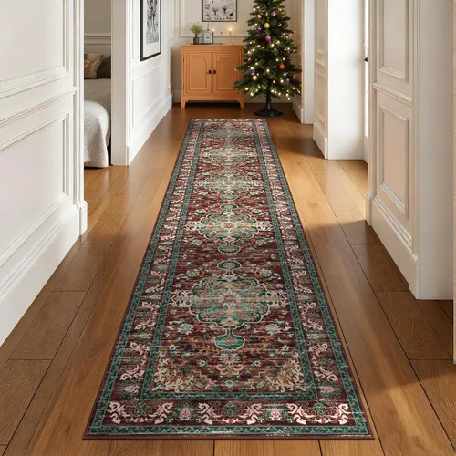 Miniatura 107 de U'Artlines Alfombra de Área Bohemia Lavable, 2x3 Pequeña Suave Antideslizante Vintage Felpudo para Puerta Frontal Interior Alfombra Verde