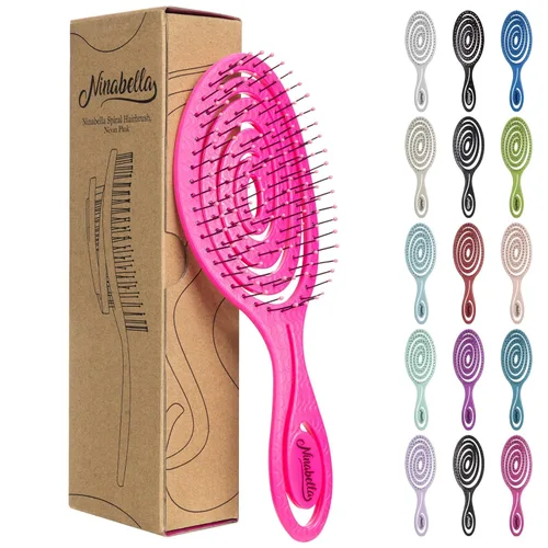 Miniatura 10 de Ninabella Cepillo desenredante para cabello para mujeres y hombres, no tira, cepillos alisadores para cabello liso y rizado, cepillo único en Crema