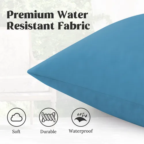 Miniatura 5 de puredown® Juego de 2 almohadas decorativas impermeables para exteriores, relleno de plumas y plumón, para sofá, banco de jardín, 12 x 20 pulgadas