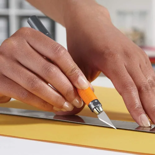 Miniatura 3 de Fiskars Exacto, cuchillo de precisión para manualidades, hoja multiusos con cubierta protectora, acero y 196010-1006 hojas número 11 estándar, 5