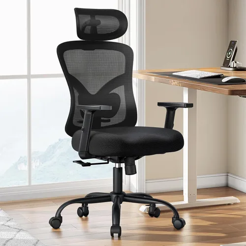 Marsail Silla ergonómica de oficina Silla ergonómica para juegos con soporte lumbar, reposacabezas 2D, apoyabrazos ajustables, cojín de asiento