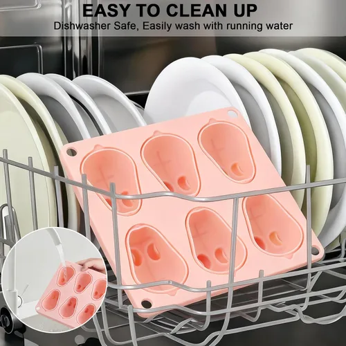 Miniatura 4 de Moldes 3D de silicona para cubitos de hielo de conejo, 2 moldes de resina de silicona en forma de conejo para mousse, fondant y helado, 6 cavidades