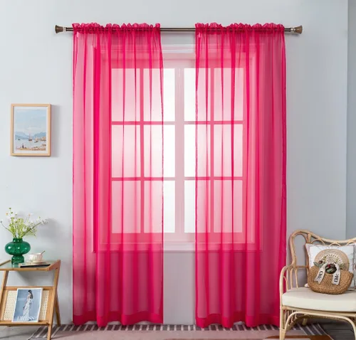 Miniatura 30 de WPM - Cortinas traslúcidas de gasa transparente con bolsillo para barra, 2 paneles de cortinas traslúcidas para dormitorio, cocina, sala de estar