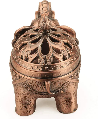 Miniatura 5 de K COOL Soporte de metal para incienso de reflujo de elefante, quemador de incienso, portavelas con tapa, adorno de aromaterapia, decoración de Verde