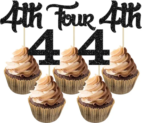 Miniatura 21 de 24 piezas de adornos para cupcakes de tercer cumpleaños, adornos para cupcakes de tercer cumpleaños con purpurina, tres adornos para cupcakes