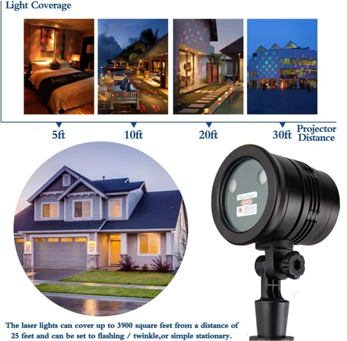 Miniatura 3 de Luces Proyector de Navidad para Exteriores Luces Láser Navideñas para Exteriores Foco de Paisaje Ducha de Estrellas Rojas y Verdes con Accesibilidad