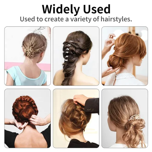 Miniatura 5 de Cehony Horquillas en forma de U, 200 unidades para mujeres, señoras, niñas, horquillas históricas francesas, horquillas para peinar el cabello, Negro