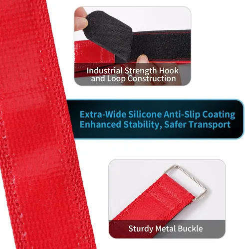 Miniatura 3 de Trilancer Correas para portabicicletas con revestimiento antideslizante de silicona extra ancha, paquete de 2 correas estabilizadoras de ruedas