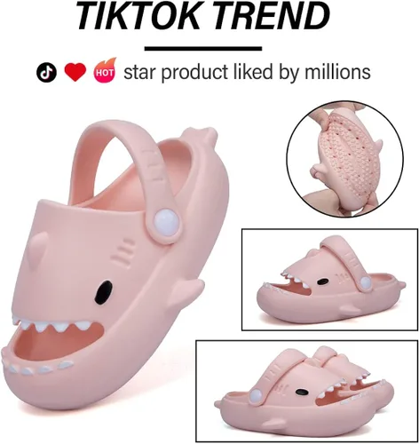 Miniatura 2 de GUUMOR Sandalias de tiburón para niños, pantuflas de tiburón para niños y niñas, sandalias de almohada con suela gruesa, suaves, antideslizantes