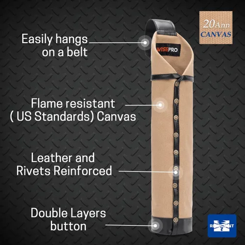 Miniatura 3 de Bolsa de electrodo resistente al fuego, bolsa de lona para varilla de soldadura, soporte de electrodo de cuero con trabillas para cinturón y Amarillo
