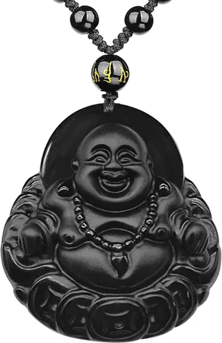 Miniatura 34 de Collar de obsidiana negra con colgante de protección y cadena de cuentas extendida, amuleto de piedra de cristal curativo para hombres y mujeres