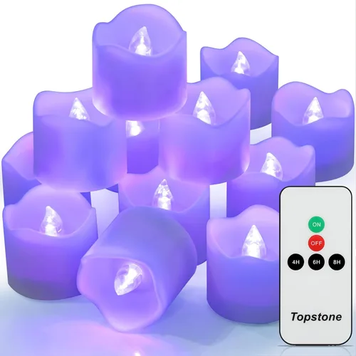 Miniatura 11 de Topstone Vela de Té LED Naranja de Halloween con Temporizador de 4/6/8 H, Control Remoto Vela Sin Llama, Velas Falsas a Batería, Vela Votiva