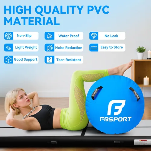 Miniatura 5 de FBSPORT Air Roller Gymnastics Barrel, Inflatable Gymnastics Air Roller Inflatable Air Gymnastics Mat for Yoga Cheerleading Training Home Outdoor